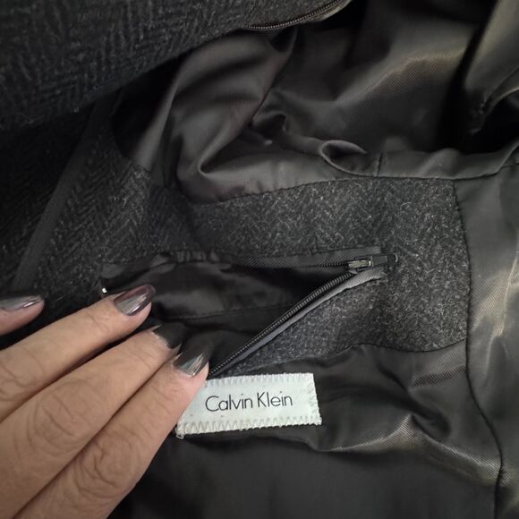 Calvin Klein Men’s 46R Charcoal Gray Wool-Blend Overcoat Classic - Picture 6 of 15